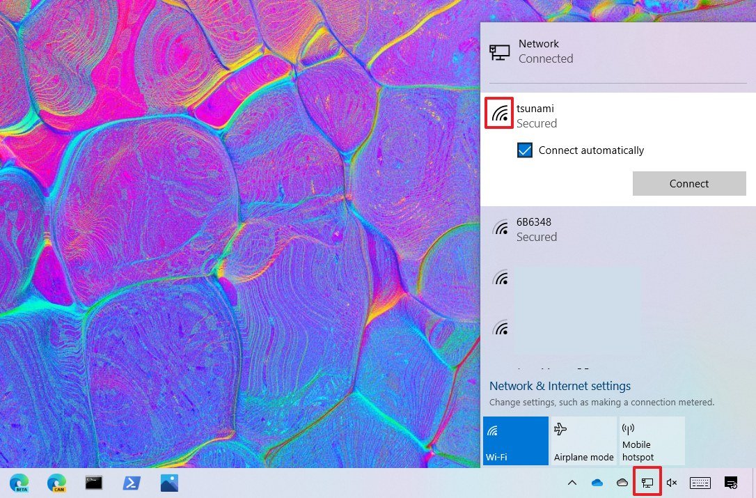 Wi-Fi signal strength view from network flyout