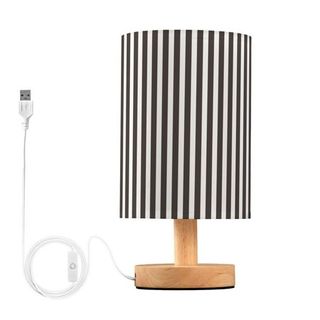 Black Striped White Stripes Bedside Table Lamp Led Warm Lights With Usb Charging Port Retro Cylinder Desk Lamps