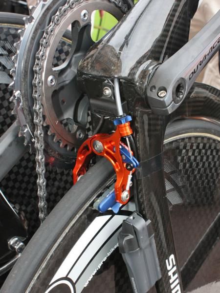 The relocated rear brake presumably produces less drag than before and there will also be an available integrated mount for a Shimano Dura-Ace Di2 battery.