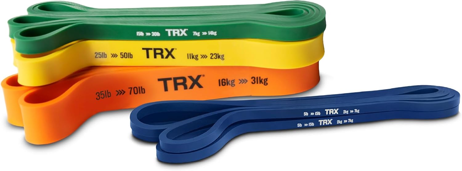 Trx Training Strength Band Set for Working Out, Full-Body Resistance Bands for Home and Gym Use, 79.5-Inch Circumference, 5 &amp;ndash; 70 Pounds, Pack of 4