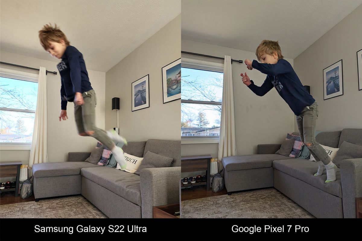 Comparing the cameras on the Galaxy S22 Ultra and Pixel 7 Pro when taking photos of moving children