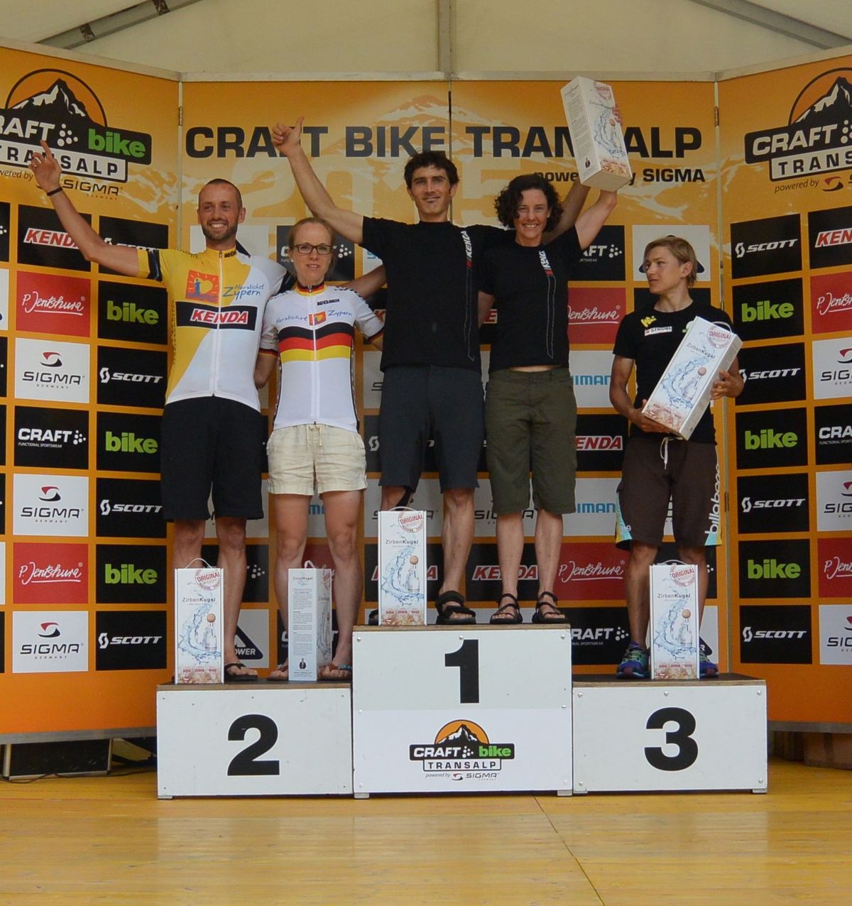 On the podium after queen stage victory