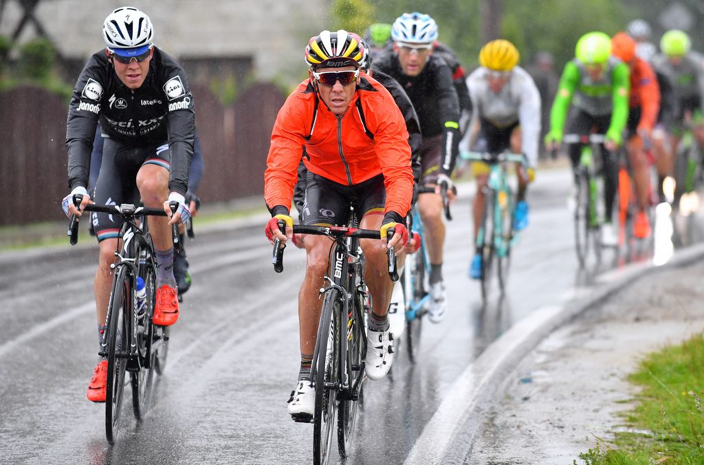 Philippe Gilbert (BMC Racing Team) in the fluro orange jacket