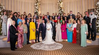 The Royal Wedding of Princess Iman Bint Abdullah II and Jameel Alexander Thermiotis on March 12, 2023. Family photo was taken after the wedding ceremony.