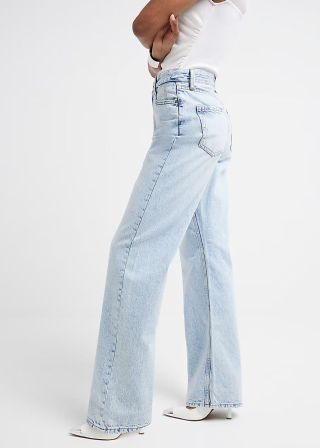 River Island Blue high waisted relaxed straight jeans