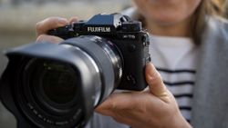 Fujifilm X-T5 with lens attached