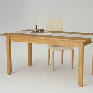 oak table with white chair