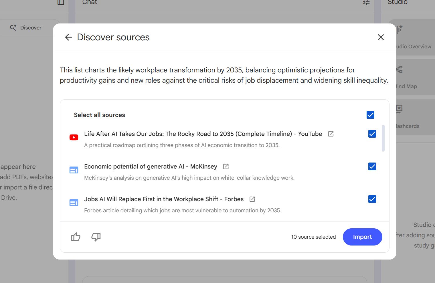 NotebookLM screenshot of deep research