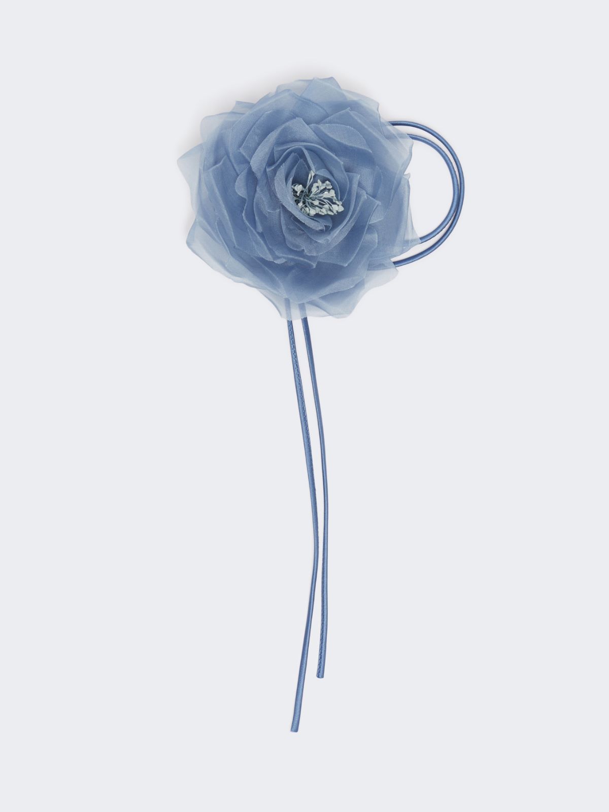 Silk Chiffon Flower Brooch - Light Blue