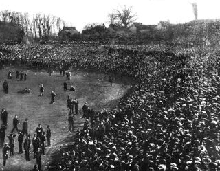 Huge crowds at the 1901 FA Cup final between Sheffield United and Tottenham Hotspur at Crystal Palace.