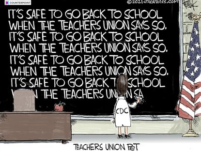 Editorial Cartoon U.S. cdc teachers unions covid
