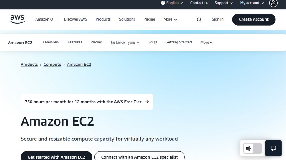 Amazon EC2 website screenshot (July 2025).