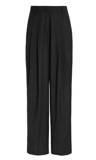 The Frankie Shop$  Gelso Pleated Woven Wide-Leg Trousers