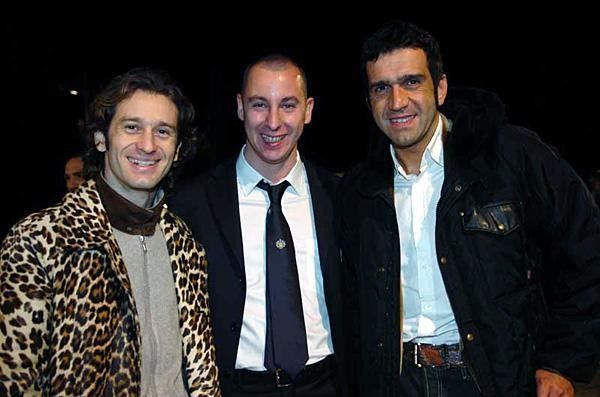 Trulli, Omar Piscina and Franco Ballerini line up for a photo.