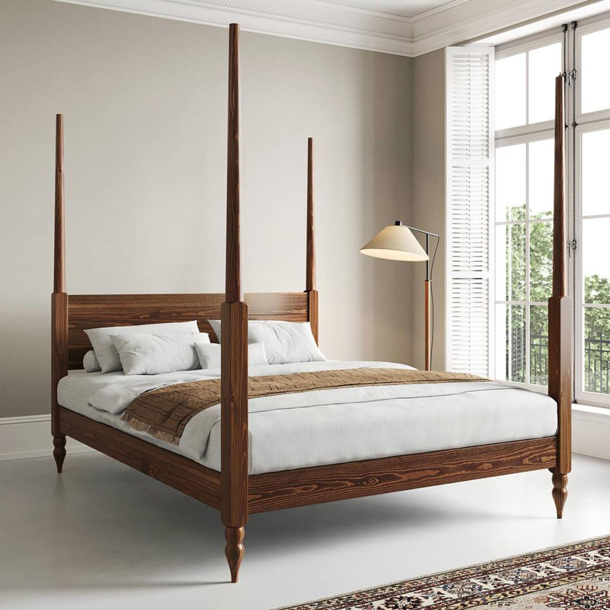 Next, Get Laid Beds Coffee Bean Moroccan Four Poster Turned Leg Solid Wood Bed