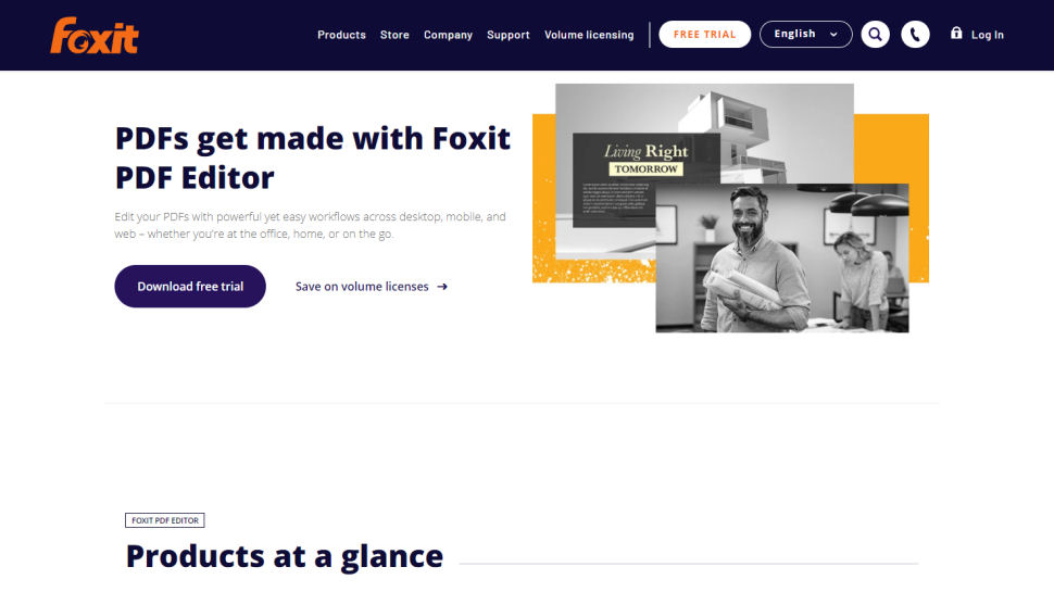 Website screenshot of Foxit PDF Editor
