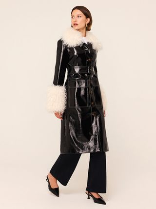 Simone Black Vinyl Coat