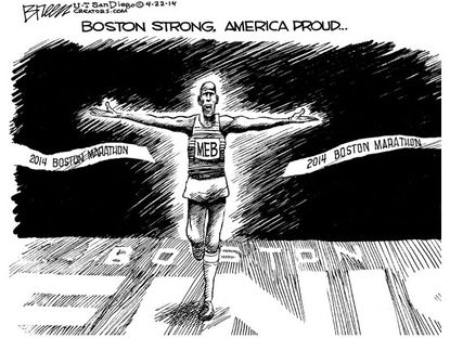 Editorial cartoon Boston marathon