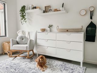 Ikea Tarva hacks white dresser with half moon handles for nursery