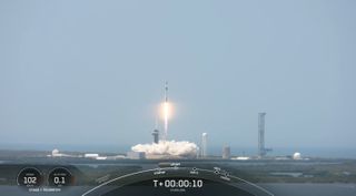 A SpaceX Falcon 9 rocket launches 23 Starlink satellites from Florida on May 8, 2024.