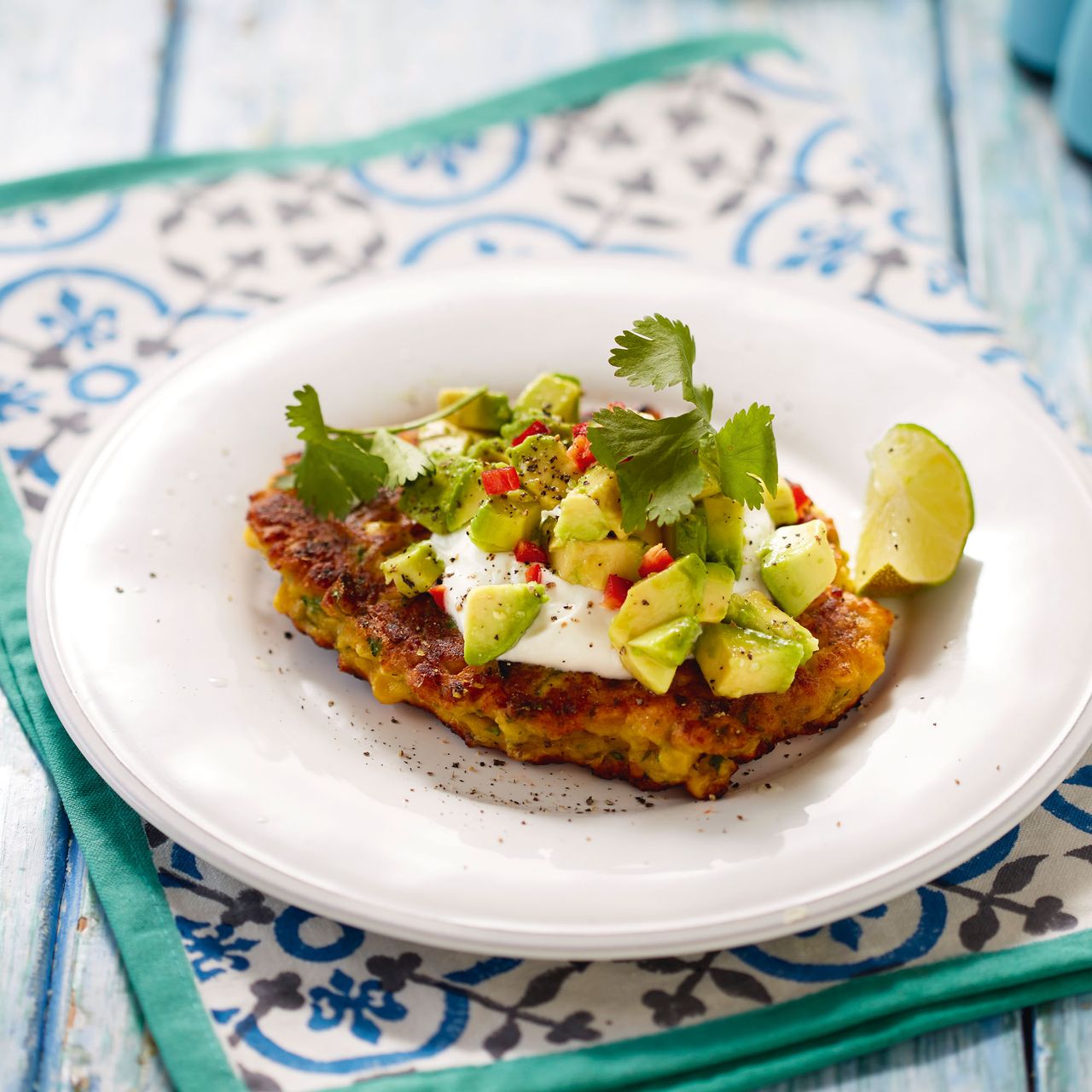 Sweetcorn Fritters with Yogurt, Avocado and Chilli