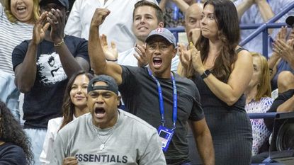 Tiger Woods cheers on Serena Williams at the US Open