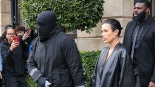 Kanye West and Bianca Censori are seen leaving their hotel on February 28, 2024 in Paris, France
