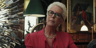 Jamie Lee Curtis being interrogated in Knives Out