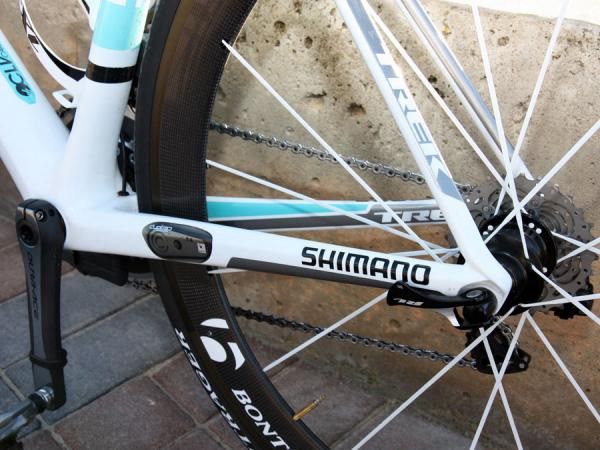 Likewise, the 'Shimano' logo on the chain stay is a little thicker than it'll be on later iterations of the Team Leopard-Trek Madones.
