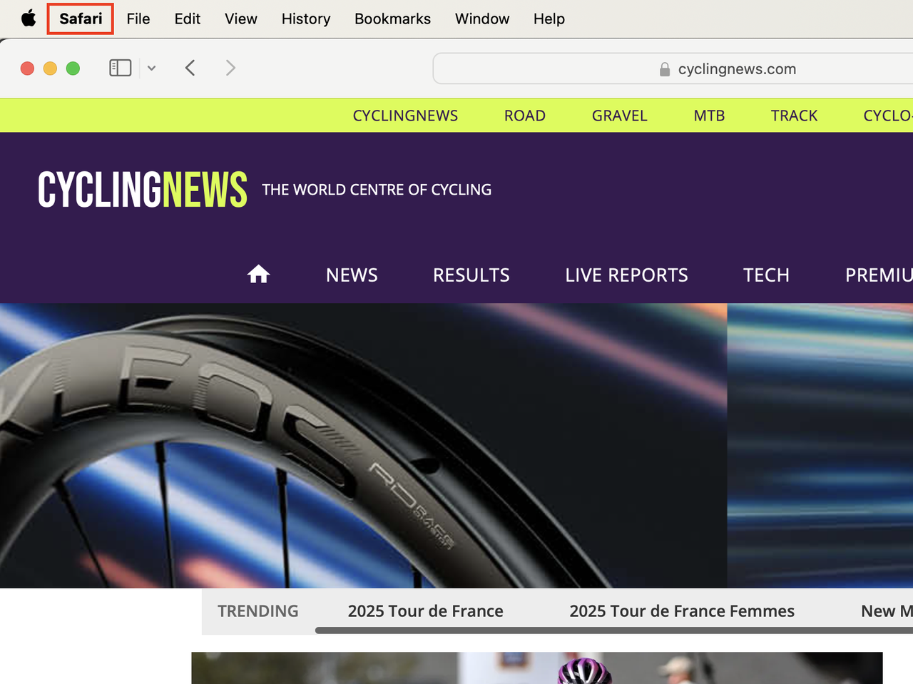 Click on the Safari button in the top left corner