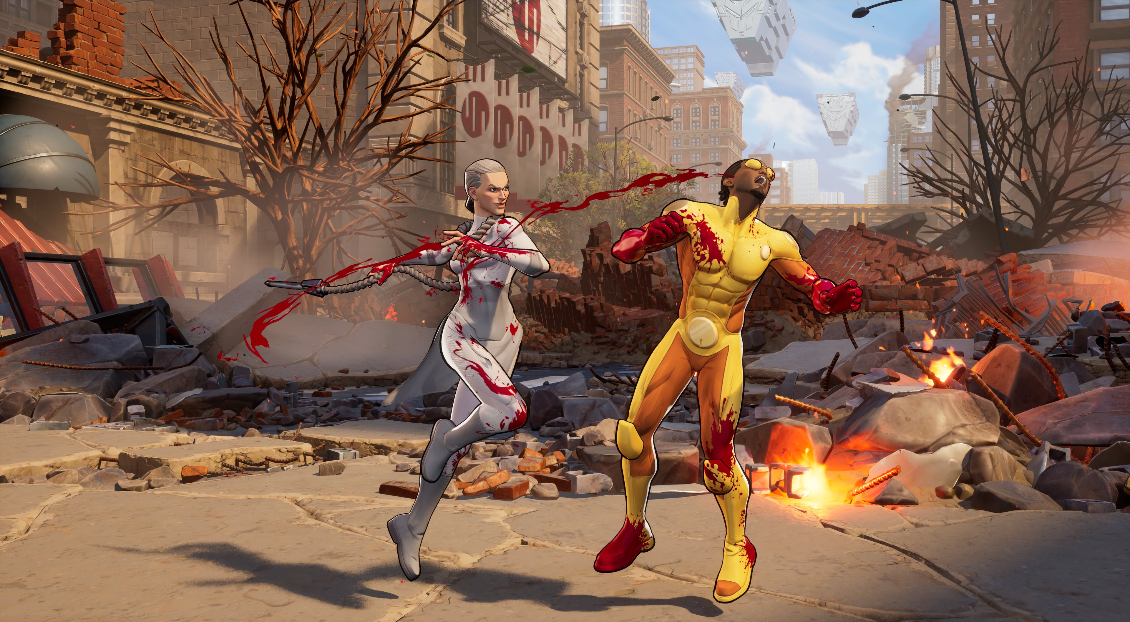 Invincible VS screenshots of a two-player combat encounter