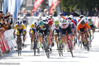 Riders sprint to the line at the Challenge Mallorca in 2020 