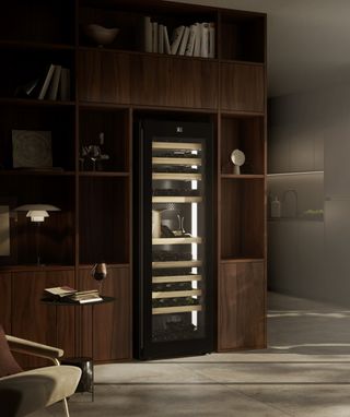 a liebherr vinidor wine fridge in a study