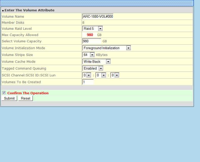 Areca ARC1880i  GUI And Array Setup Four SAS 6 Gb/s RAID