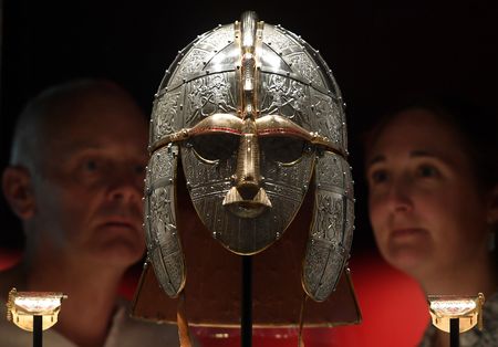 The new displays at Sutton Hoo include a replica of the Sutton Hoo helmet, widely believed to have belonged to King Raedwald of East Anglia.