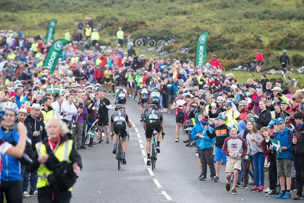Riders make their way to the finish of stage 6 at the Tour of Britain