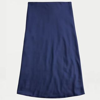 blue satin slip skirt