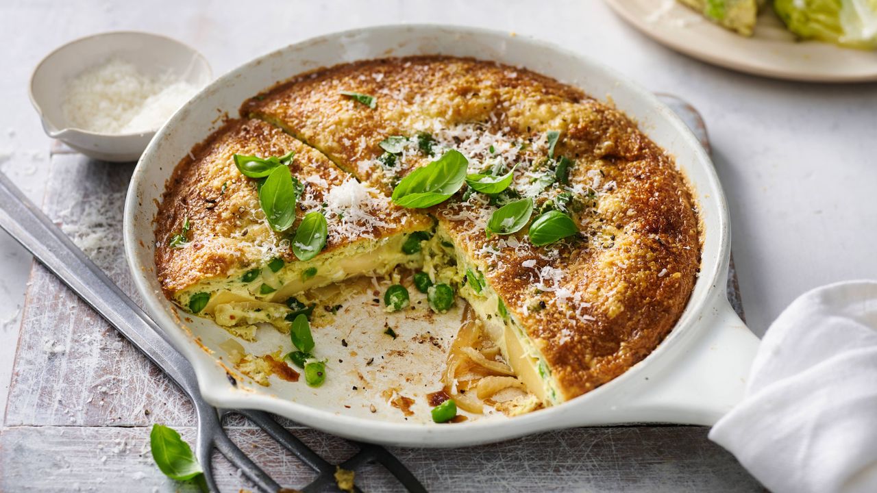 Potato, pea and pesto frittata 