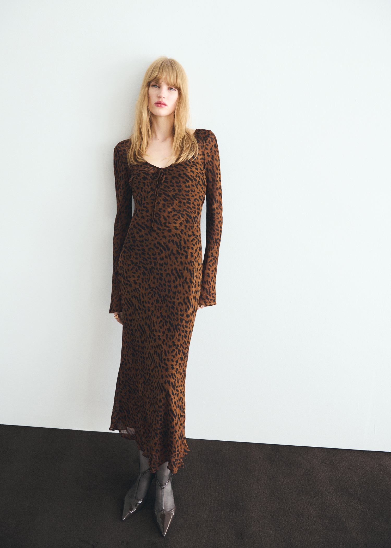 Long-Sleeved Leopard-Print Dress - Women | Mango Usa