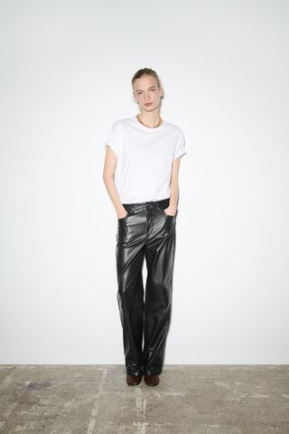 Zw Collection Limited Edition 100% Leather Straight-Leg Trousers