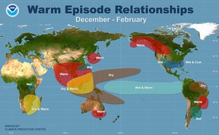 The climate impacts typically associated with an El Niño during the months of December, January, and February.