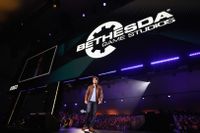 Todd Howard on stage for Bethesda