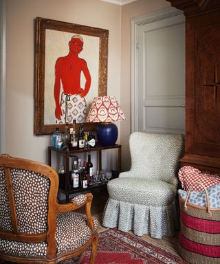 Living room with a skirted chair