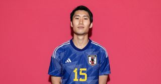Daichi Kamada of Japan poses during the official FIFA World Cup Qatar 2022 portrait session on November 15, 2022 in Doha, Qatar.