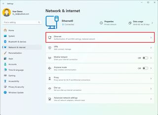 Open Ethernet settings