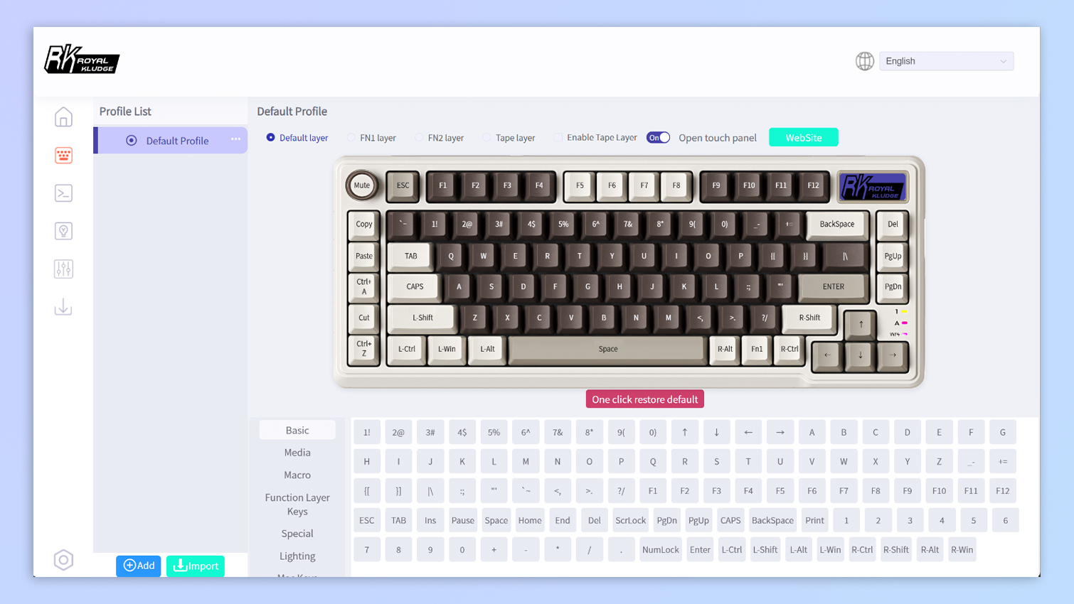 Royal Kludge software screenshot