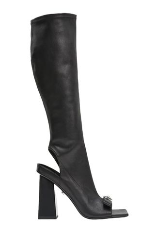 Gianni Ribbon Leather Open-Toe Boots