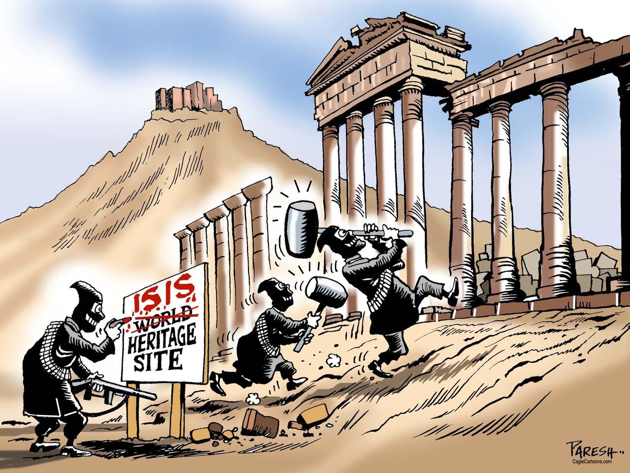 Editorial cartoon World ISIS Heritage Sites