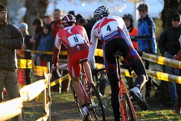 Ryan Trebon unclips for the barriers far earlier than Todd Wells.