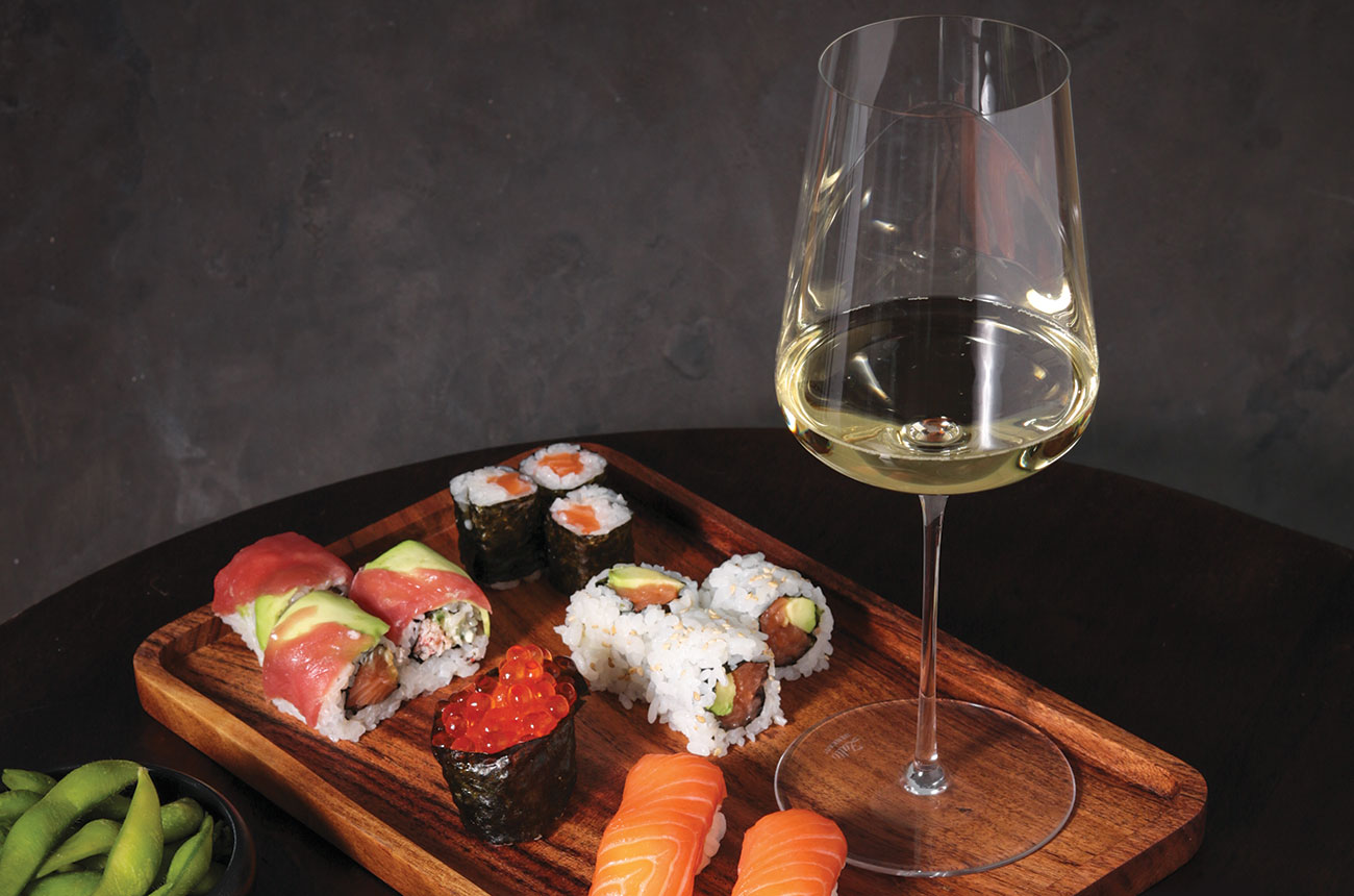 sushi with spanish wine